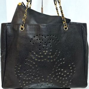 CHANEL TRIPLE COCO CC CAVIAR SHOPPER TOTE BAG WITH POUCH